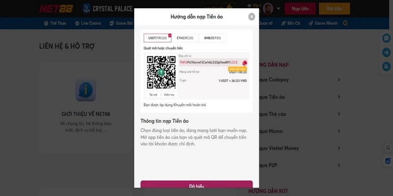 Net88 – Nạp Tiền Điện Tử Bằng Usdt, Eth, Bnb Nhanh Chóng 2 Quy trình nạp tiền điện tử tại NET88